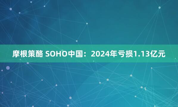 摩根策酪 SOHO中国：2024年亏损1.13亿元